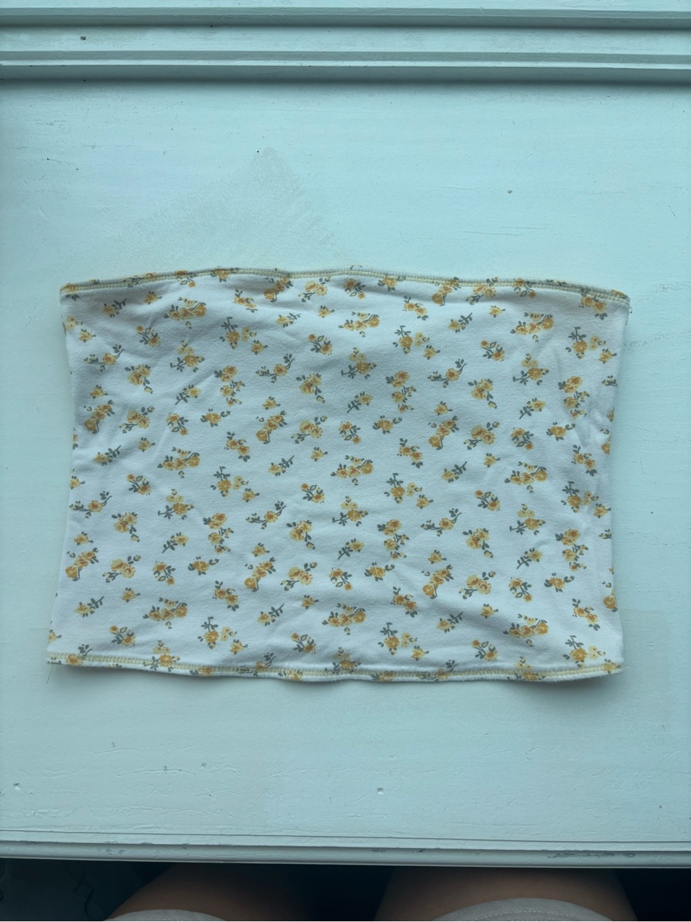 Hollister butter yellow Floral reversible tube top